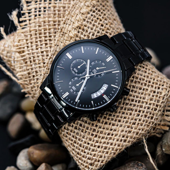 "To My Dad" - Ride Safe Daddy - Black Chronograph Watch - Bianca Ysabel