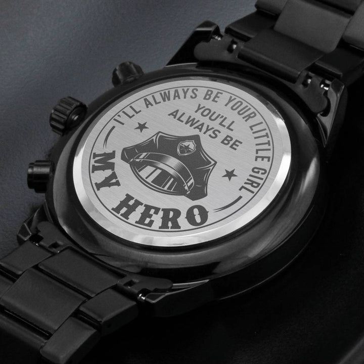 "To My Dad" - You'll Always Be My Hero - Black Chronograph Watch - Bianca Ysabel