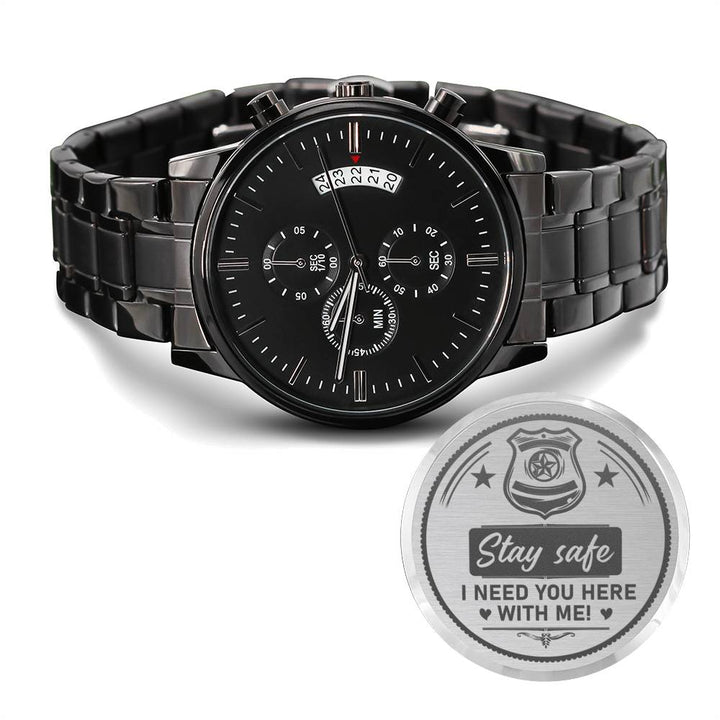 "To My Dad" - I Need You Here With Me - Black Chronograph Watch - Bianca Ysabel