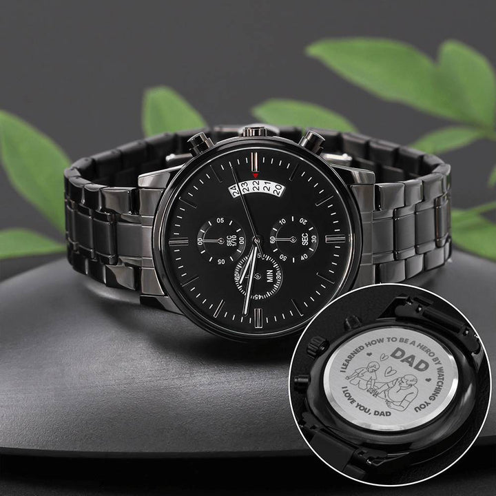 "To My Dad" - I Love You, Dad - Black Chronograph Watch - Bianca Ysabel