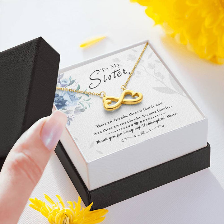 "To My Sister" - Infinity Hearts Pendant Necklace Gift Set - Thank You For Being My Unbiological Sister - Bianca Ysabel