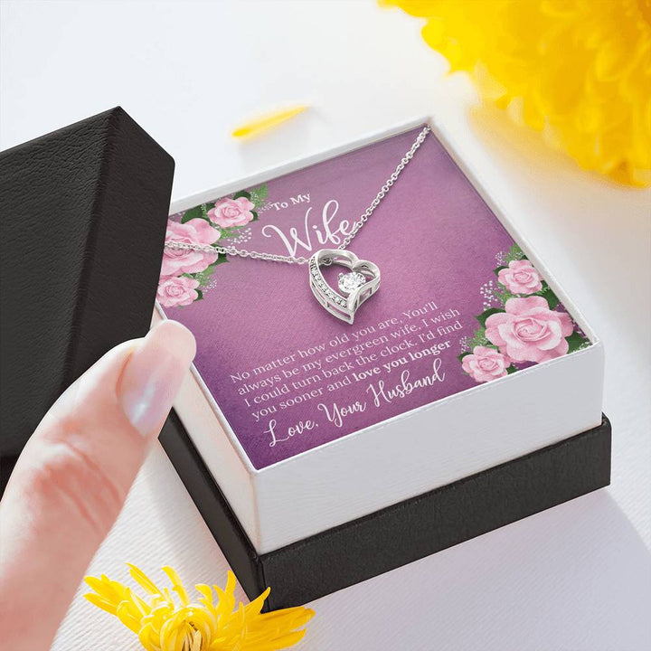 "To My Wife from Husband" - Forever Love Necklace Gift Set - No Matter How Old You Are, You'll Always Be My Evergreen Wife - Bianca Ysabel