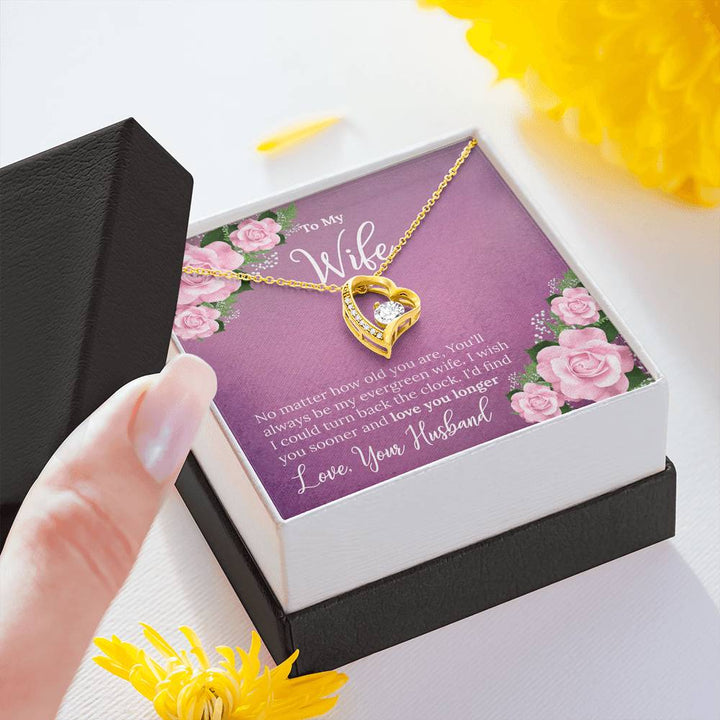 "To My Wife from Husband" - Forever Love Necklace Gift Set - No Matter How Old You Are, You'll Always Be My Evergreen Wife - Bianca Ysabel