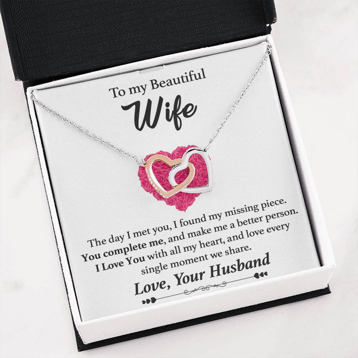 To My Beautiful Wife - Interlocking Hearts Necklace Gift Set - I found my missing piece - Bianca Ysabel