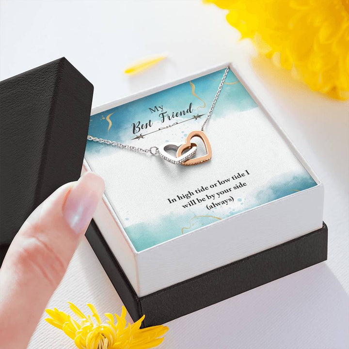 "To My Best Friend" - Interlocking Hearts Pendant Necklace Gift Set - In High Tide Or Low Tide, I Will Be By Your Side - Bianca Ysabel