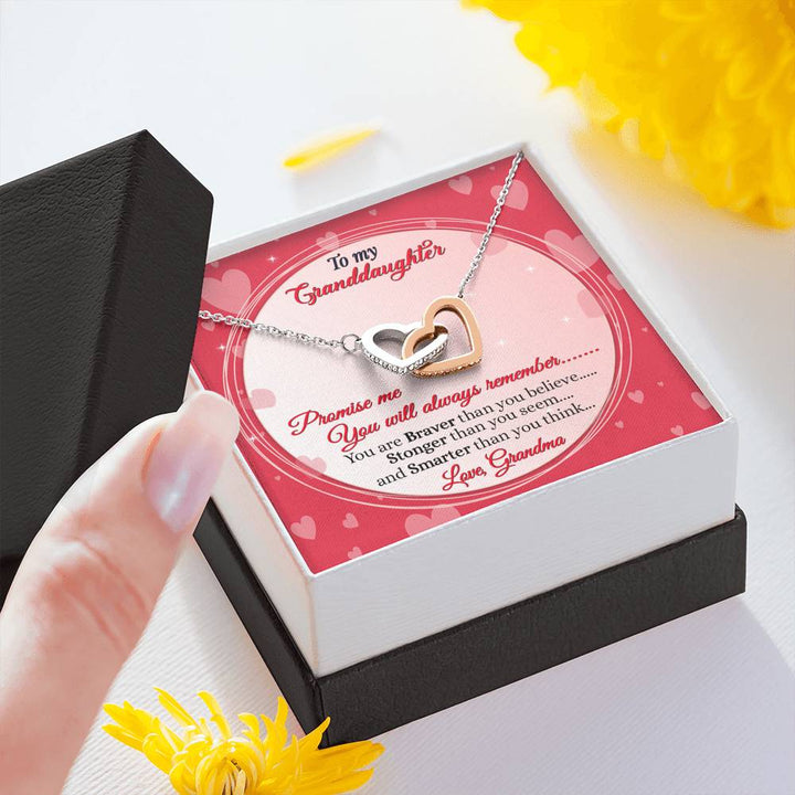 "To My Granddaughter from Grandma" - Interlocking Hearts Pendant Necklace Giftset -  Promise Me You Will Always Remember - Bianca Ysabel