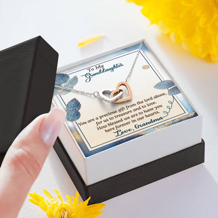 "To My Granddaughter" - Interlocking Hearts Pendant Necklace Giftset - You are a Precious Gift From The Lord Above - Bianca Ysabel