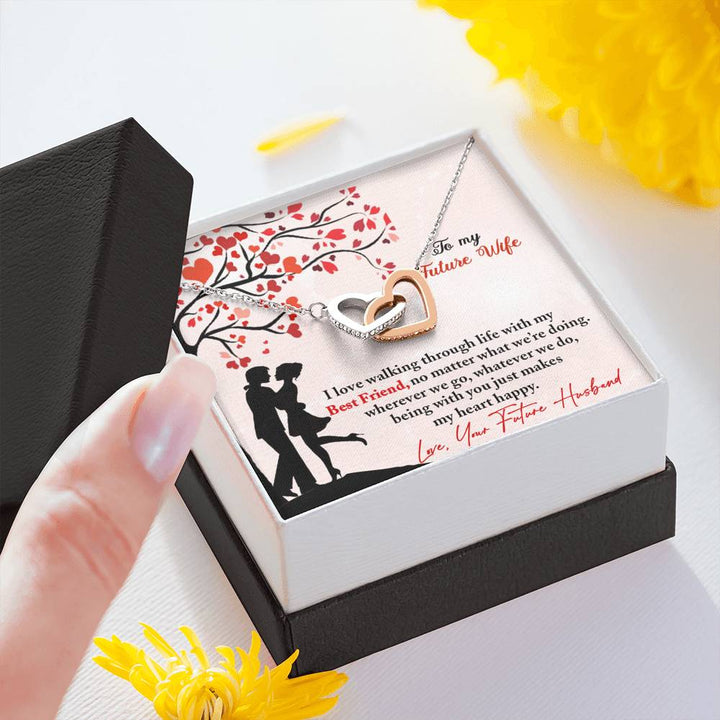 "To My Future Wife from Future Husband" - Interlocking Hearts Necklace Giftset - Being With You Makes My Heart Happy - Bianca Ysabel