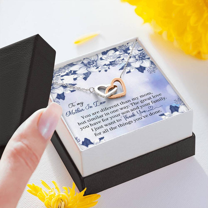 "To My Mother In Law" - Interlocking Necklace Gift Set - You Are Different Than My Mom But Similar in One Way - Bianca Ysabel