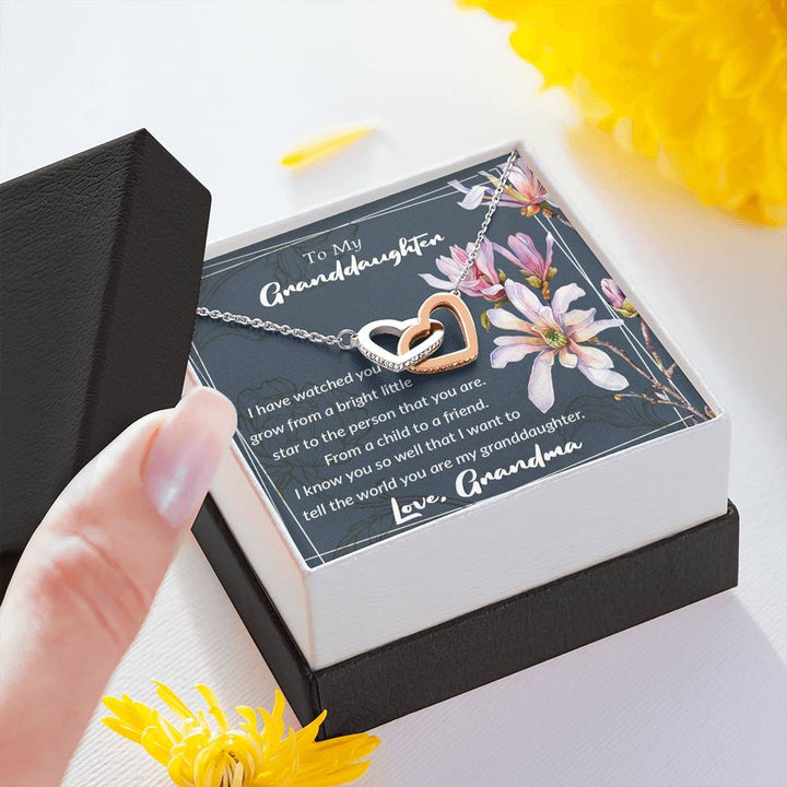 "To My Granddaughter from Grandma" - Interlocking Hearts Pendant Necklace Giftset - I Know You So Well That I Want To Tell The World You Are My Granddaughter - Bianca Ysabel