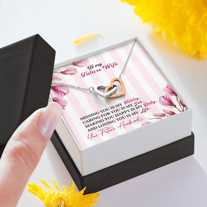 "To My Future Wife from Husband" - Interlocking Hearts Necklace Gift Set - Love You Is My Life - Bianca Ysabel