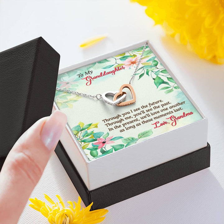 "To My Granddaughter from Grandma" -  Interlocking Hearts Pendant Necklace Giftset - Through You I See the Future - Bianca Ysabel
