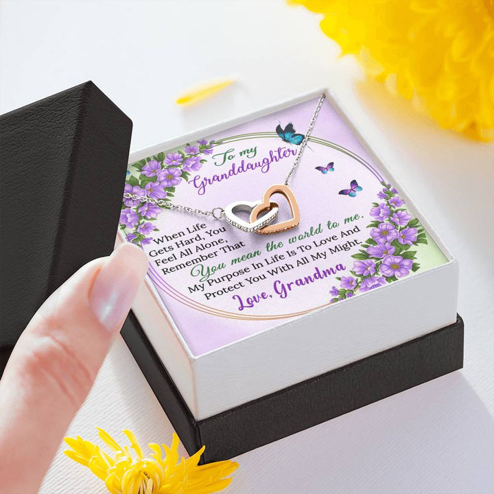 "To My Granddaughter from Grandma" -  Interlocking Hearts Pendant Necklace Giftset - You Mean The World To Me - Bianca Ysabel