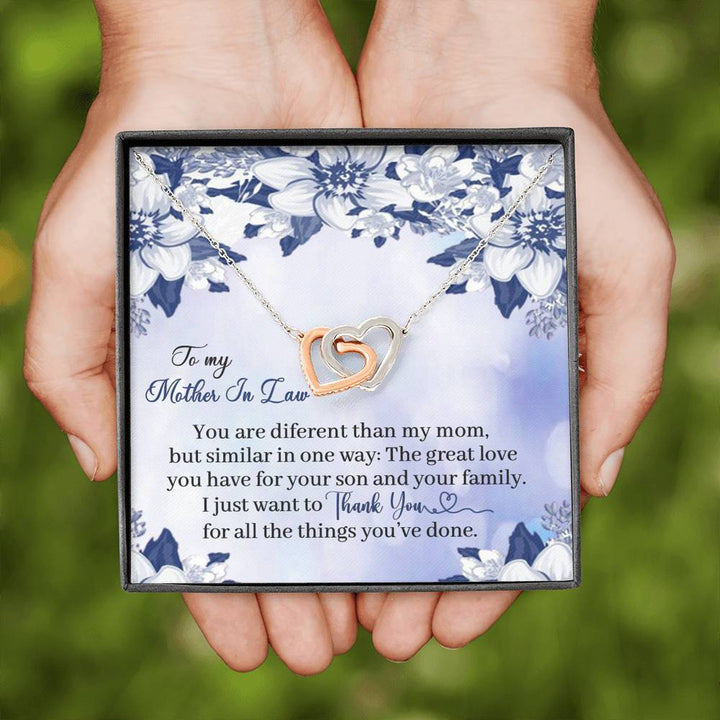 "To My Mother In Law" - Interlocking Necklace Gift Set - You Are Different Than My Mom But Similar in One Way - Bianca Ysabel