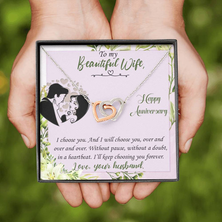 "To My Wife from Husband" - Interlocking Hearts Pendant Necklace Gift Set - I'll Keep Choosing You Forever - Bianca Ysabel