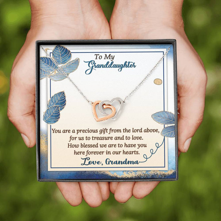 "To My Granddaughter" - Interlocking Hearts Pendant Necklace Giftset - You are a Precious Gift From The Lord Above - Bianca Ysabel