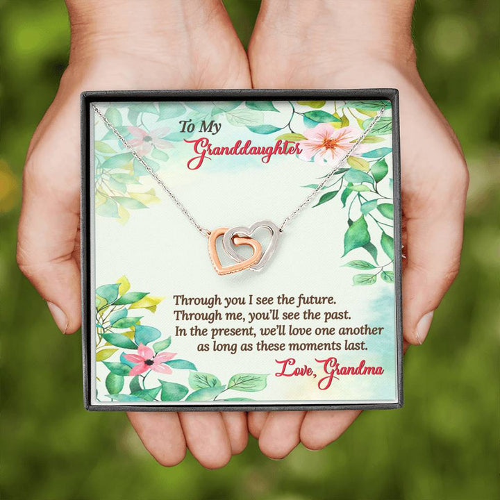 "To My Granddaughter from Grandma" -  Interlocking Hearts Pendant Necklace Giftset - Through You I See the Future - Bianca Ysabel