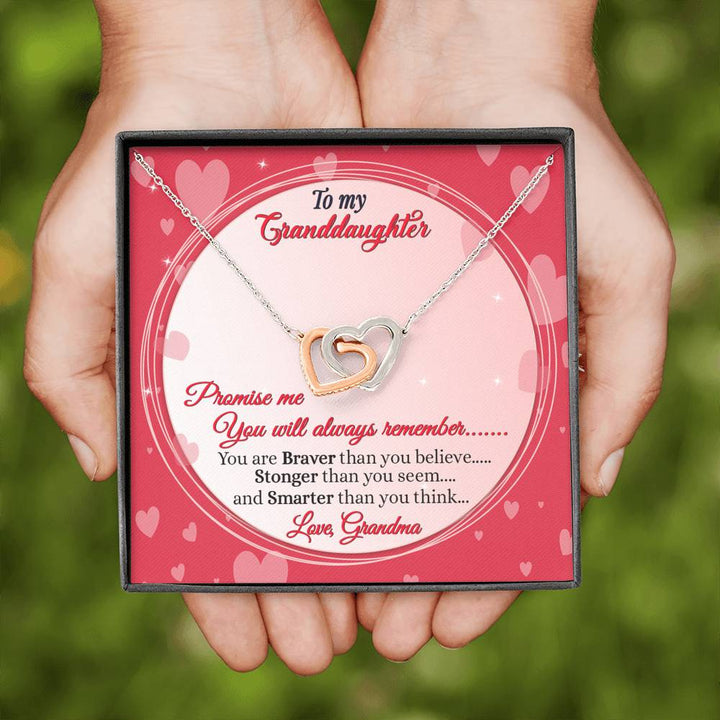"To My Granddaughter from Grandma" - Interlocking Hearts Pendant Necklace Giftset -  Promise Me You Will Always Remember - Bianca Ysabel