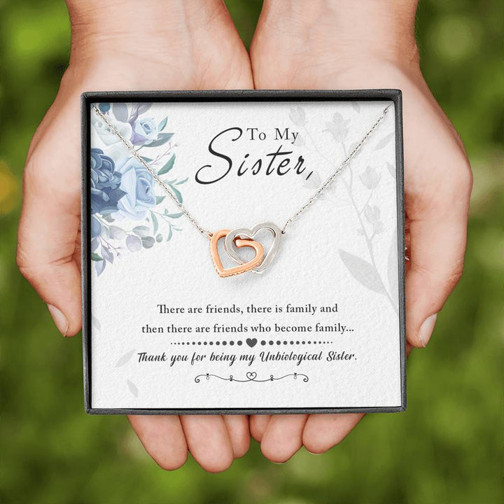 "To My Sister" - Interlocking Hearts Pendant Necklace Gift Set - Thank You For Being My Unbiological Sister - Bianca Ysabel