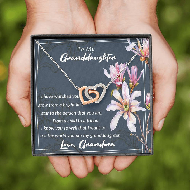 "To My Granddaughter from Grandma" - Interlocking Hearts Pendant Necklace Giftset - I Know You So Well That I Want To Tell The World You Are My Granddaughter - Bianca Ysabel