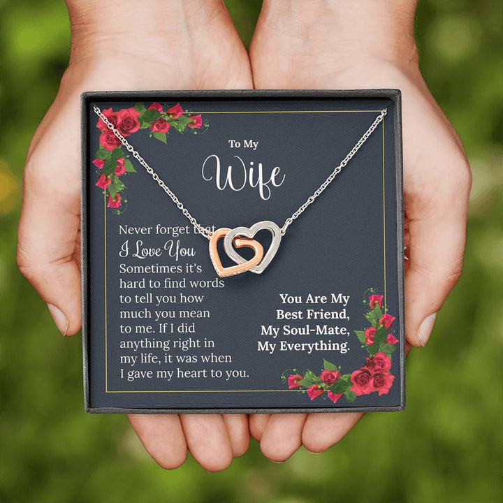 "To My Wife from Husband" - Interlocking Hearts Pendant Necklace Gift Set - You Are My Best Friend, My Soul-Mate, My Everything - Bianca Ysabel