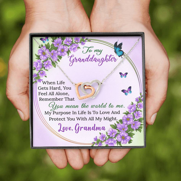 "To My Granddaughter from Grandma" -  Interlocking Hearts Pendant Necklace Giftset - You Mean The World To Me - Bianca Ysabel