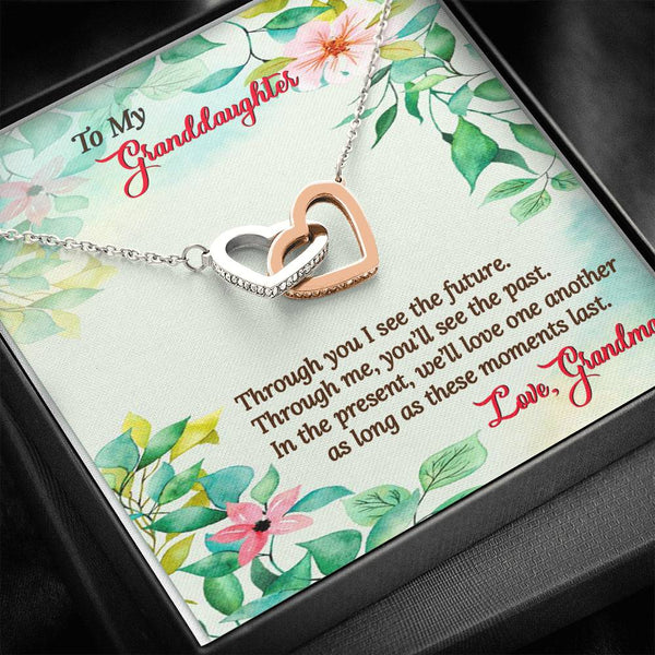 "To My Granddaughter from Grandma" -  Interlocking Hearts Pendant Necklace Giftset - Through You I See the Future - Bianca Ysabel