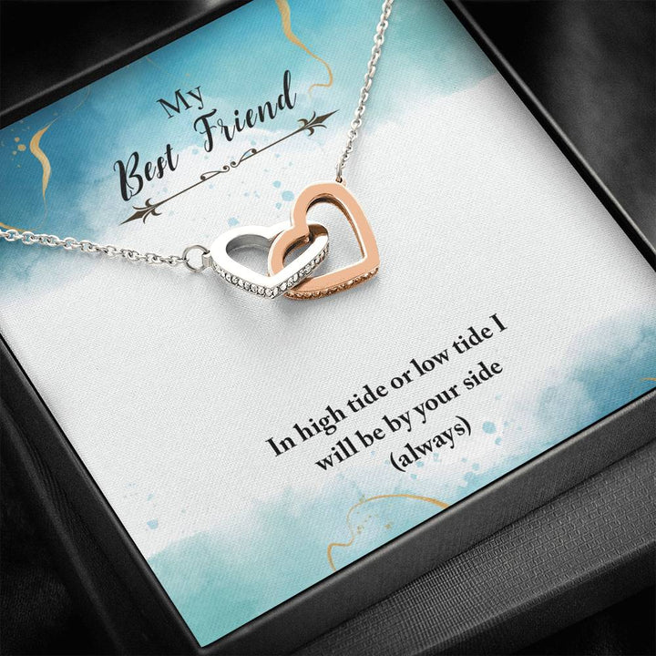 "To My Best Friend" - Interlocking Hearts Pendant Necklace Gift Set - In High Tide Or Low Tide, I Will Be By Your Side - Bianca Ysabel