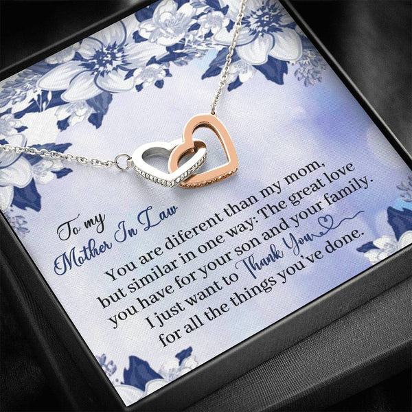"To My Mother In Law" - Interlocking Necklace Gift Set - You Are Different Than My Mom But Similar in One Way - Bianca Ysabel