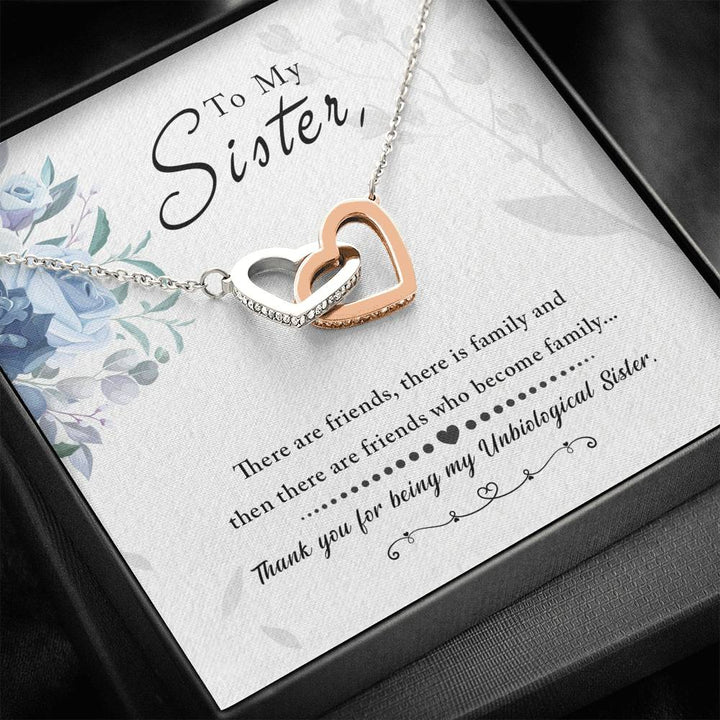 "To My Sister" - Interlocking Hearts Pendant Necklace Gift Set - Thank You For Being My Unbiological Sister - Bianca Ysabel