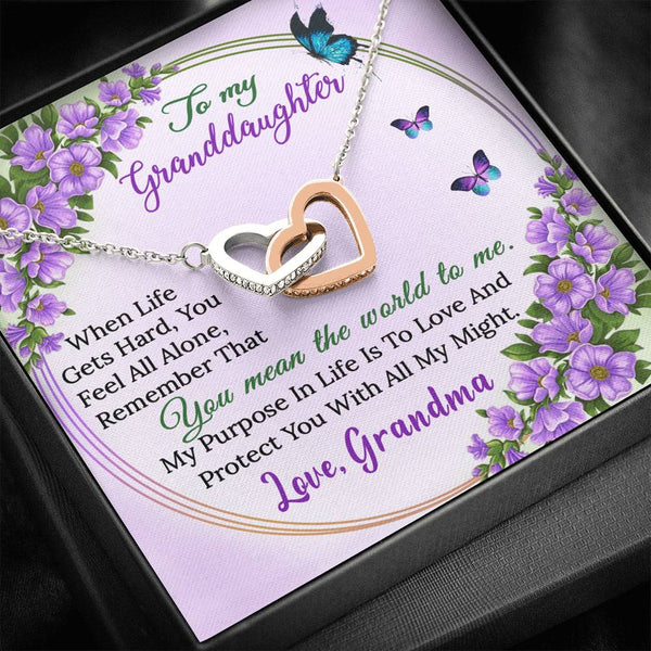 "To My Granddaughter from Grandma" -  Interlocking Hearts Pendant Necklace Giftset - You Mean The World To Me - Bianca Ysabel