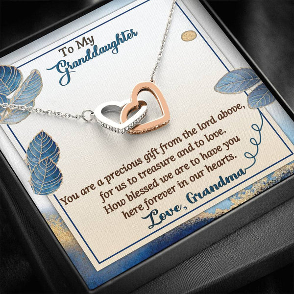 "To My Granddaughter" - Interlocking Hearts Pendant Necklace Giftset - You are a Precious Gift From The Lord Above - Bianca Ysabel
