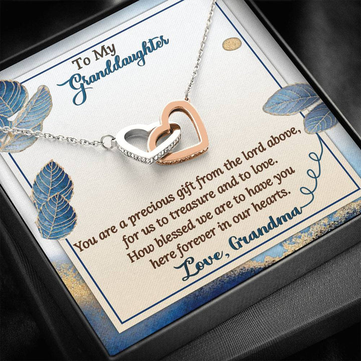 "To My Granddaughter" - Interlocking Hearts Pendant Necklace Giftset - You are a Precious Gift From The Lord Above - Bianca Ysabel