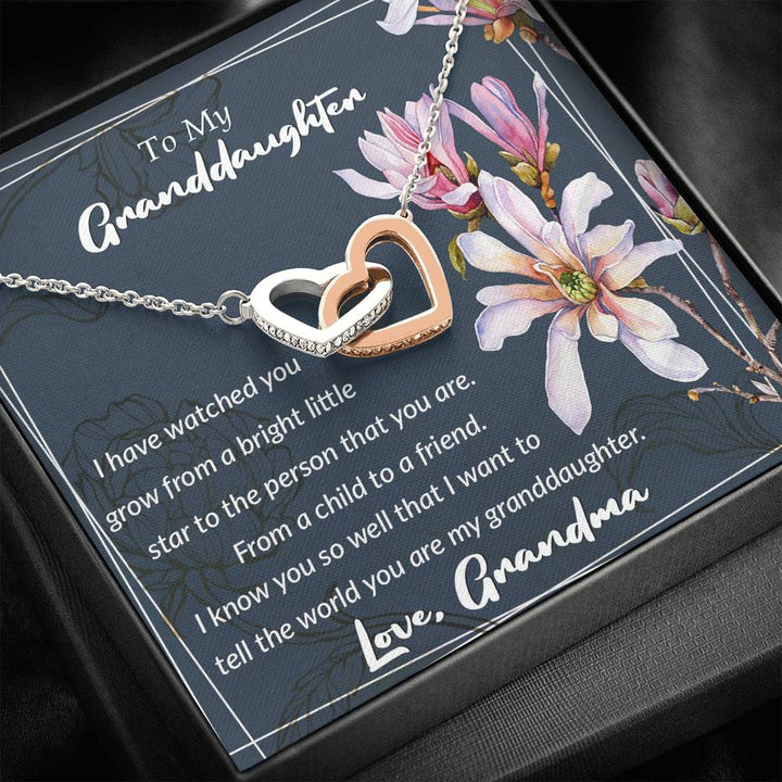 "To My Granddaughter from Grandma" - Interlocking Hearts Pendant Necklace Giftset - I Know You So Well That I Want To Tell The World You Are My Granddaughter - Bianca Ysabel