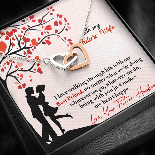 "To My Future Wife from Future Husband" - Interlocking Hearts Necklace Giftset - Being With You Makes My Heart Happy - Bianca Ysabel