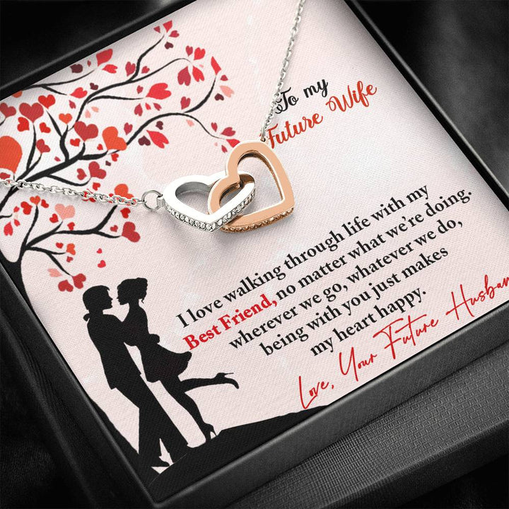 "To My Future Wife from Future Husband" - Interlocking Hearts Necklace Giftset - Being With You Makes My Heart Happy - Bianca Ysabel