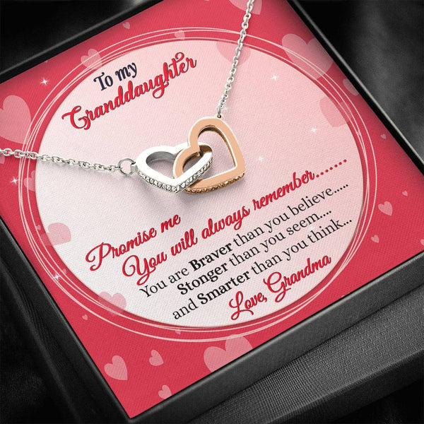 "To My Granddaughter from Grandma" - Interlocking Hearts Pendant Necklace Giftset -  Promise Me You Will Always Remember - Bianca Ysabel