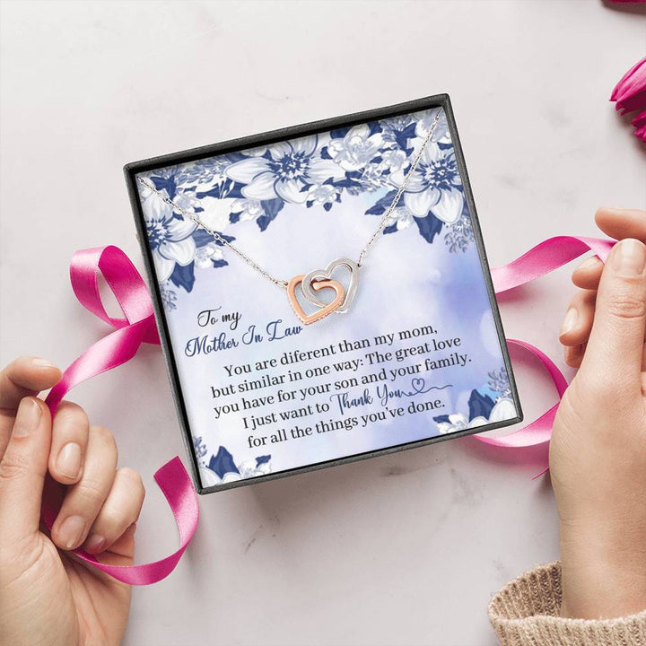 "To My Mother In Law" - Interlocking Necklace Gift Set - You Are Different Than My Mom But Similar in One Way - Bianca Ysabel