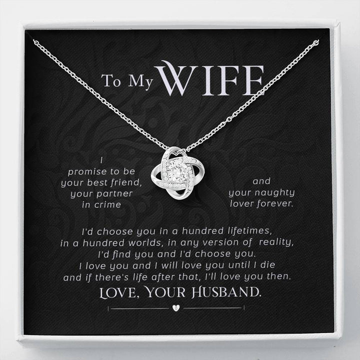 "To My Wife from Husband" - Love Knot Necklace Gift Set - I Love You and I will Love You Until I Die - Bianca Ysabel