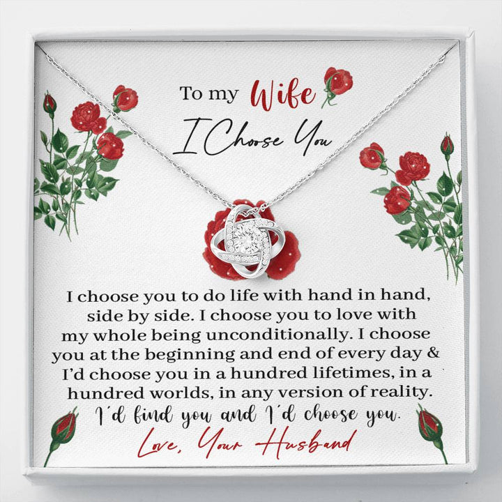 "To My Wife" - Love Knot Necklace Gift Set - I Choose  You To Do Life With Hand in Hand - Bianca Ysabel