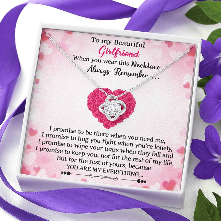 "To My Beautiful Girlfriend" - Love Knot Necklace Gift Set - I Promise To Love You Because You Are My Everything - Bianca Ysabel