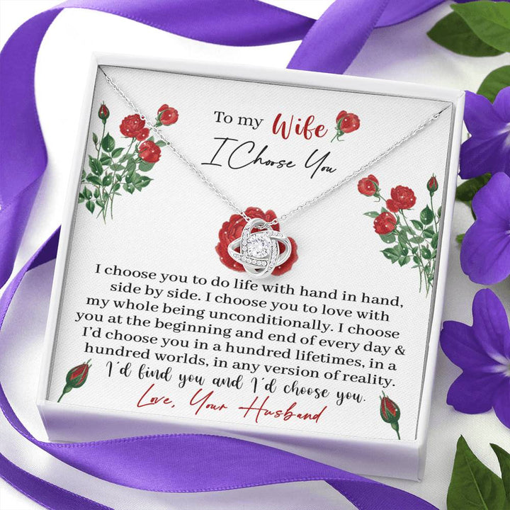 "To My Wife" - Love Knot Necklace Gift Set - I Choose  You To Do Life With Hand in Hand - Bianca Ysabel