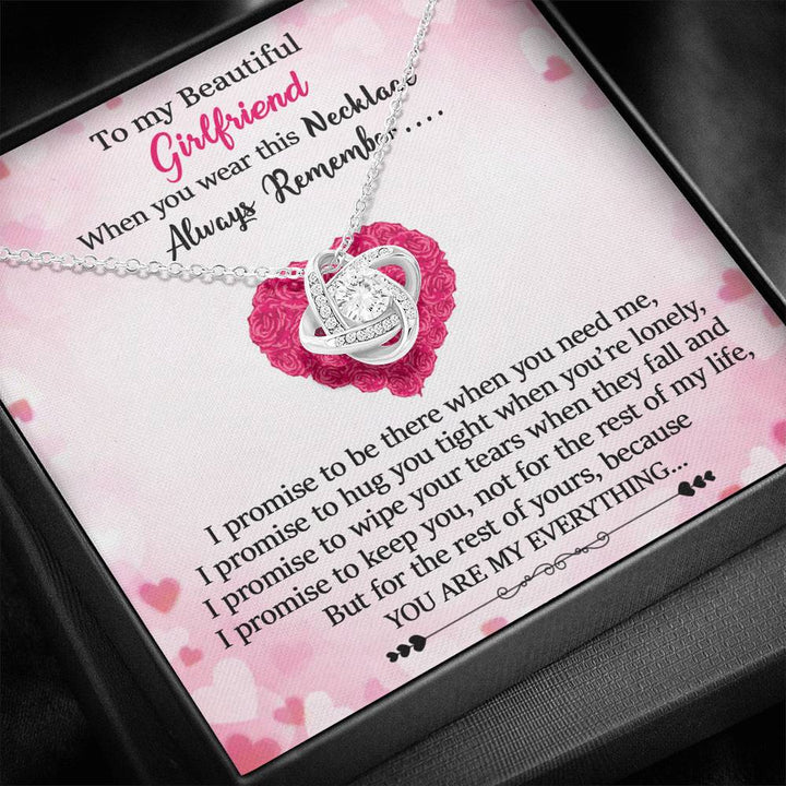 "To My Beautiful Girlfriend" - Love Knot Necklace Gift Set - I Promise To Love You Because You Are My Everything - Bianca Ysabel
