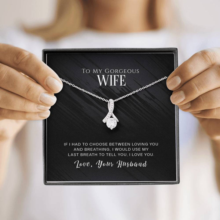 "To My Wife from Husband" - Alluring Beauty Necklace Gift Set - I Would Use My Last Breath to Tell You, I Love You - Bianca Ysabel