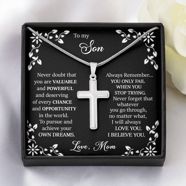 "To My Son from Mom" - Cross Necklace Gift Set - I Will Always Love You - Bianca Ysabel