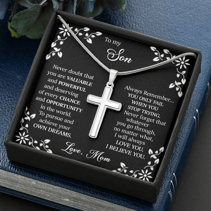 "To My Son from Mom" - Cross Necklace Gift Set - I Will Always Love You - Bianca Ysabel
