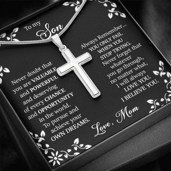 "To My Son from Mom" - Cross Necklace Gift Set - I Will Always Love You - Bianca Ysabel