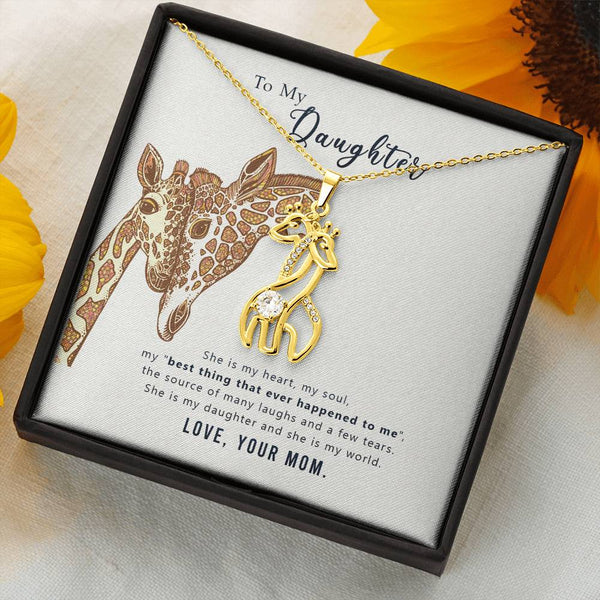 "To My Daughter from Mom" - Graceful Love Giraffe Necklace - She is daughter and she is my world - Bianca Ysabel