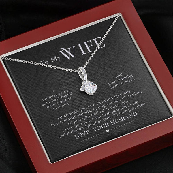 "To My Wife from Husband" - Alluring Beauty Necklace Gift Set - I Love You and I will Love You Until I Die - Bianca Ysabel