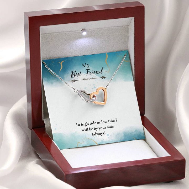 "To My Best Friend" - Interlocking Hearts Pendant Necklace Gift Set - In High Tide Or Low Tide, I Will Be By Your Side - Bianca Ysabel